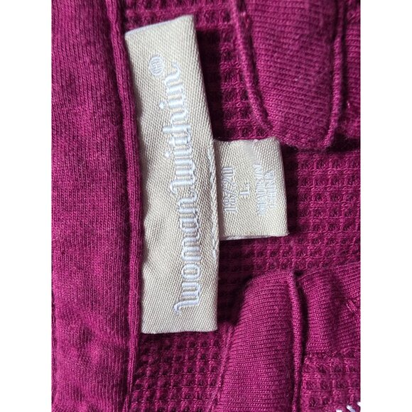 Woman Within Waffle Knit Embroidered Henley Long Sleeve Top Size L - Picture 3 of 6